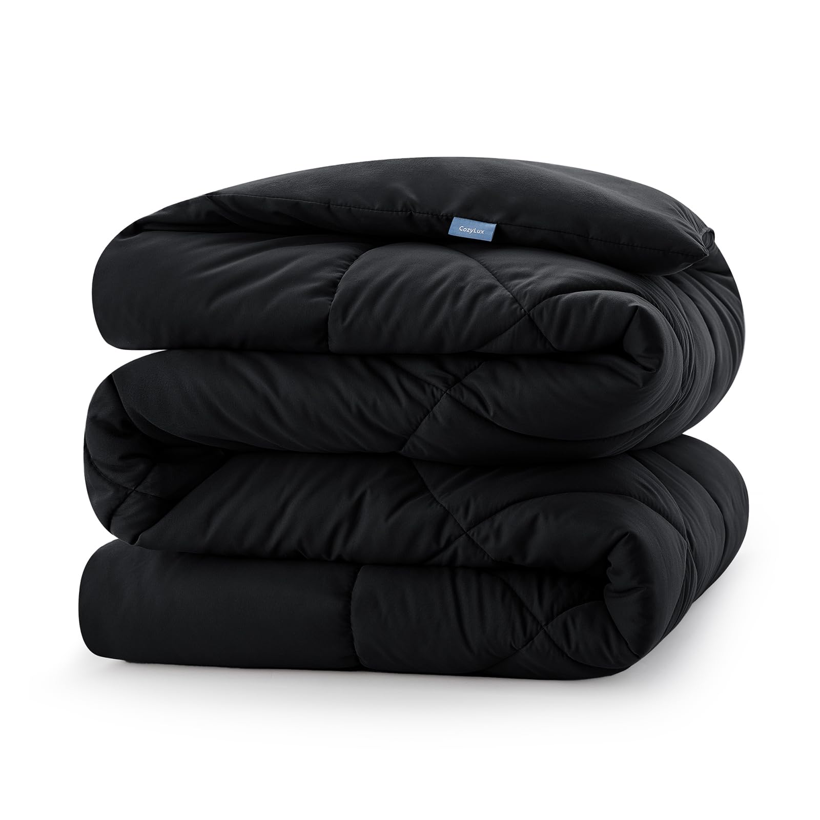 CozyLux Edredón Cama 150 Entretiempo, Relleno Nórdico 220x240 cm de Fibra 300 gr/m², Edredon Nordico Matrimonio Cama 135/150, Ligero, Suave, Transpirable para Otoño e Invierno, 240x220 cm (Negro)