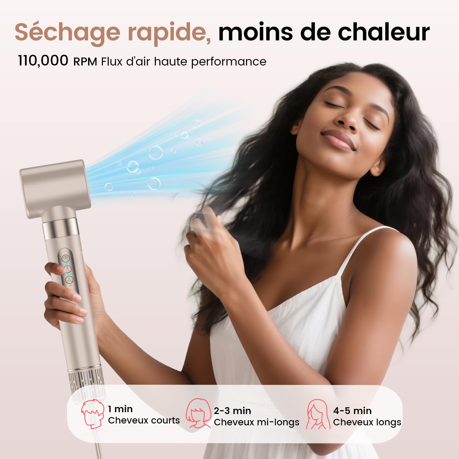 Air Styler 8-en-1 Brosse Soufflante – Haute Vitesse 110 000 tr/min Séchage & Coiffage Rapide, Ionique Sèche-Cheveux avec Boucleurs Auto-Wrap, Diffuseur, Brosse Volume & Lissante