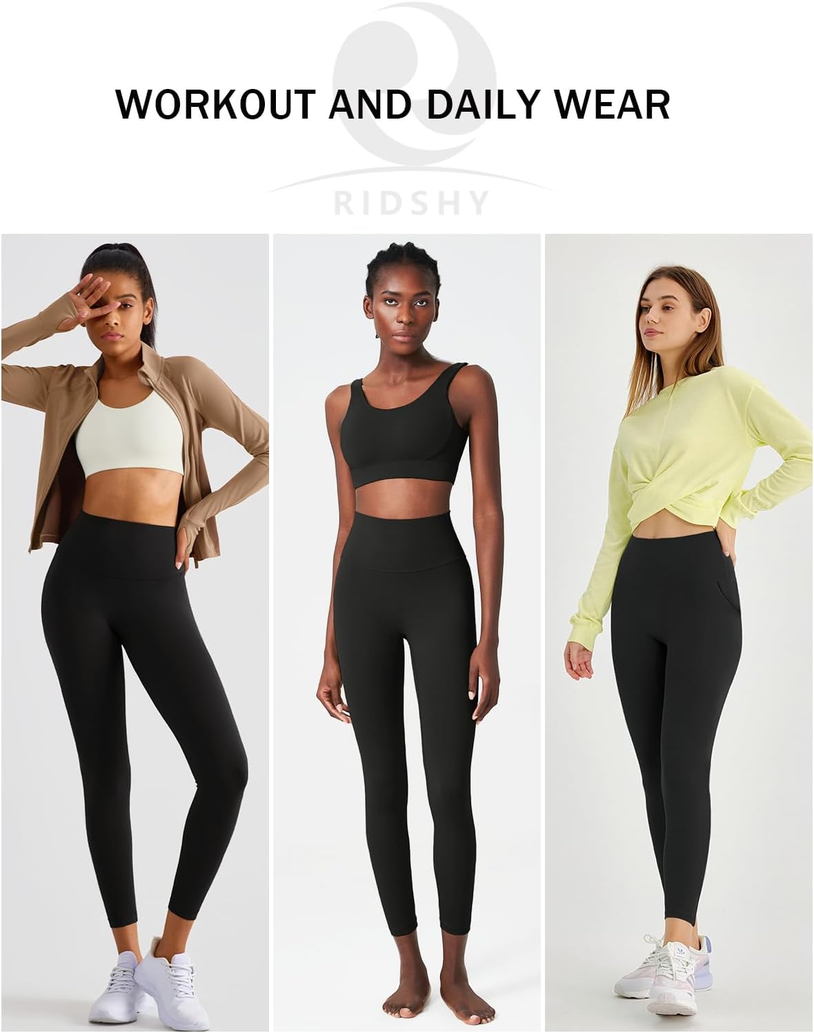 3-4 Pack Workout Leggings for Women High Waisted Yoga Pants with Pockets