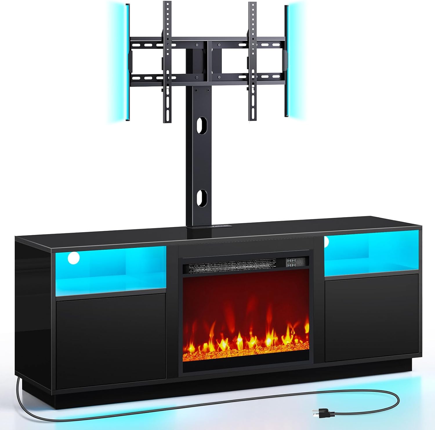 Rolanstar Fireplace TV Stand with Led Lights and Power Outlets