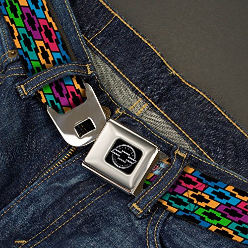 Image of Buckle-Down Seatbelt Belt - Chevy Bowties 5-Row Black /Multi Color
