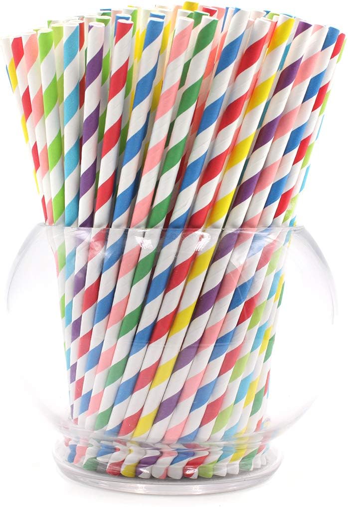 Christmas Party Supplies Paper Drink Straws Biodegradable - Value Pack 200 Pcs Bulk Straws for Party Supplies | Birthday | Wedding | Bridal | Baby Shower | DIY Idea (color)