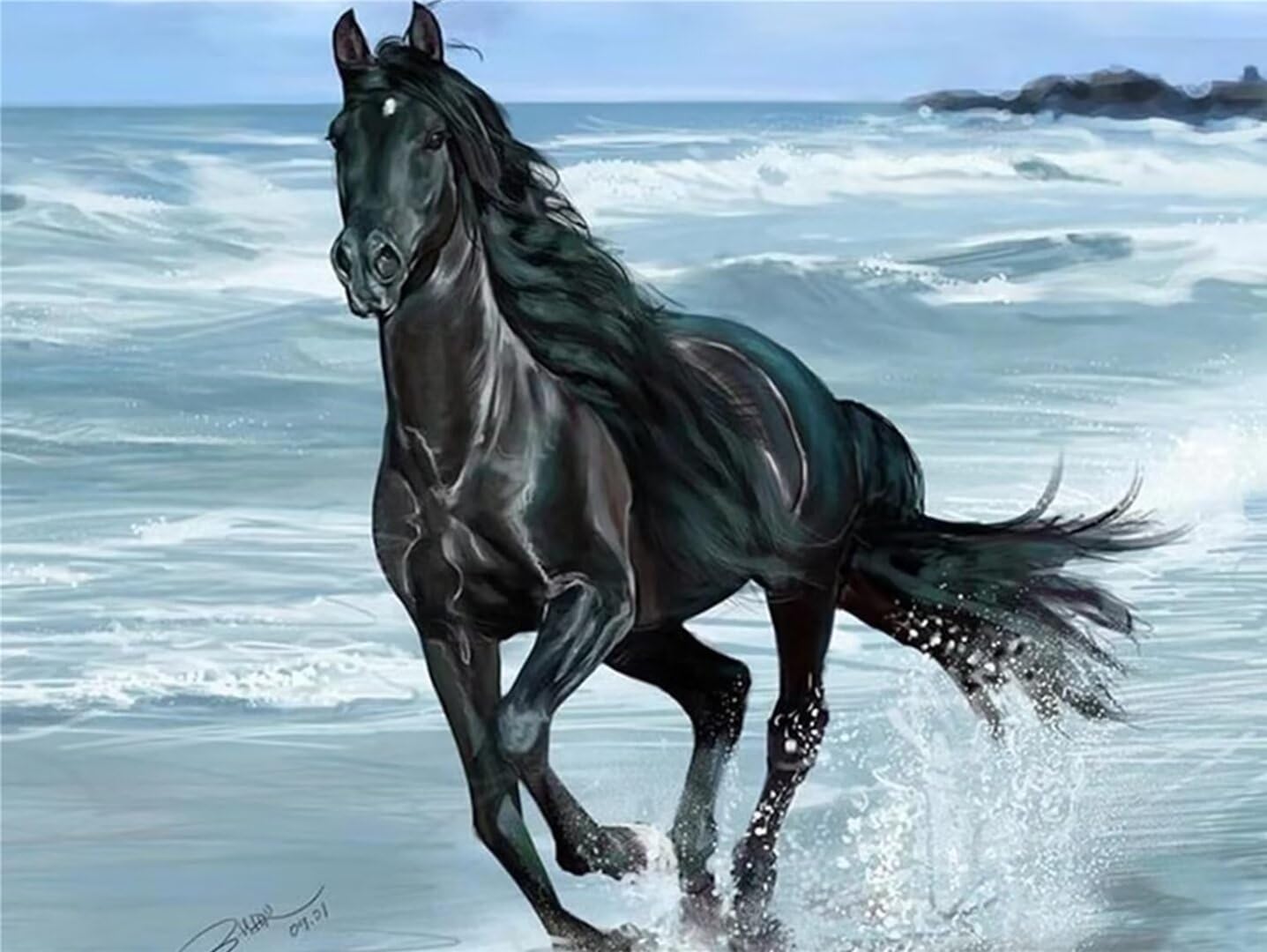 Peinture Diamant 5D Cheval Broderie Kit Complet Noël 90x120 - 8