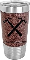 Vista 20 de LaserGram 20oz Vacuum Insulated Tumbler Mug, Hammers, Personalized Engraving Included (Faux Leather, Gray)