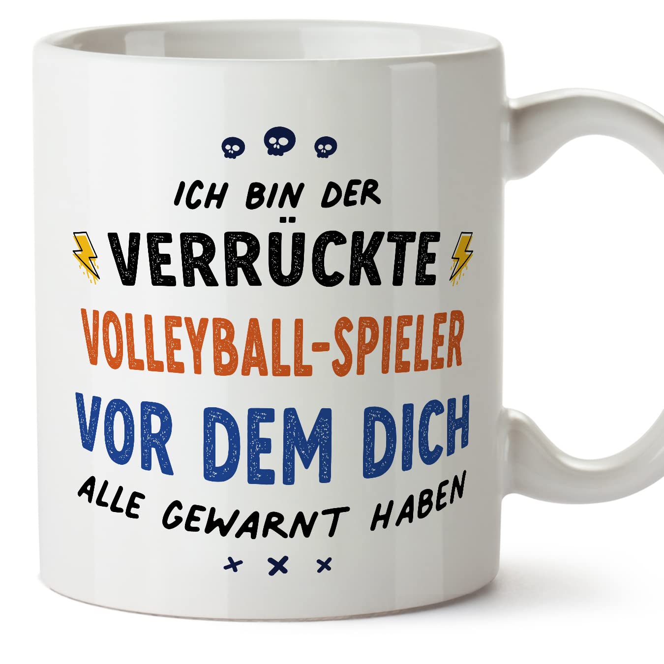 MUGFFINS Volleyball Player Man Mug - in German - Dich alle gewarnt haben - Funny Gift for Colleagues - Ceramic 11oz Mug