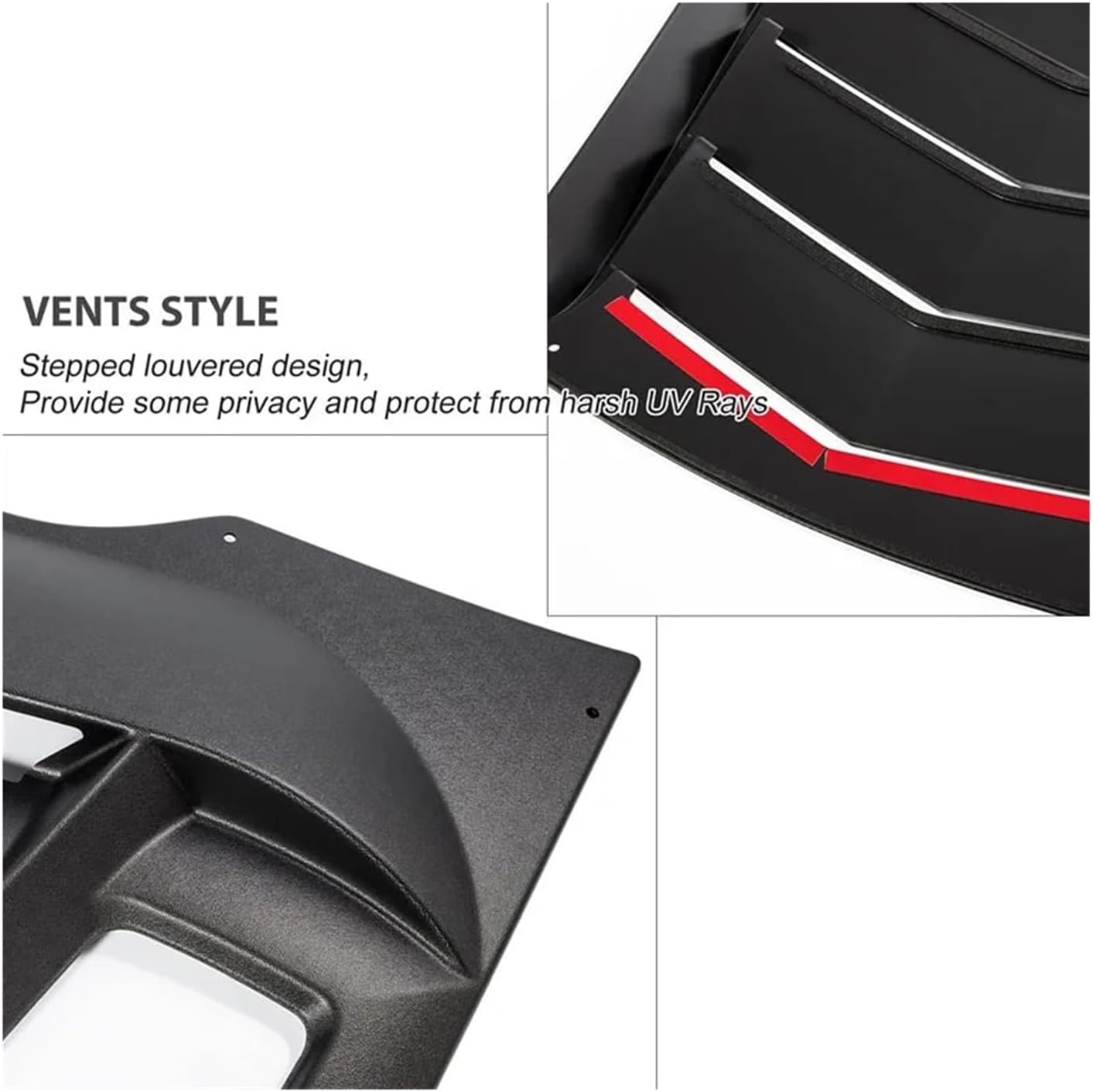 ABS Rear Window Louvers In Matte Black Compatible For Ford Mustang 2015-2023