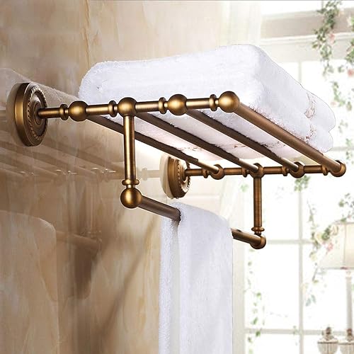 Miniatura 3 de FROZEB Accesorio de baño vintage retro antiguo latón montado en la pared para toallero de baño estante de almacenamiento