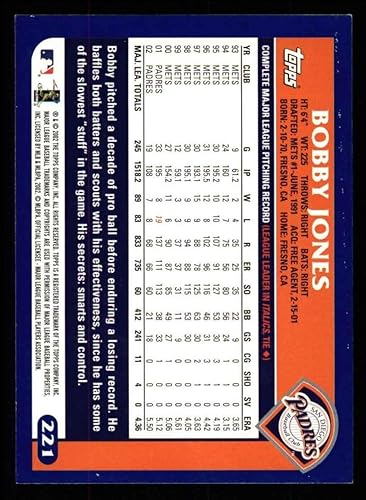 Miniatura 2 de 2003 Topps # 221 Bobby J. Jones San Diego Padres (Baseball Card) NMMT Padres