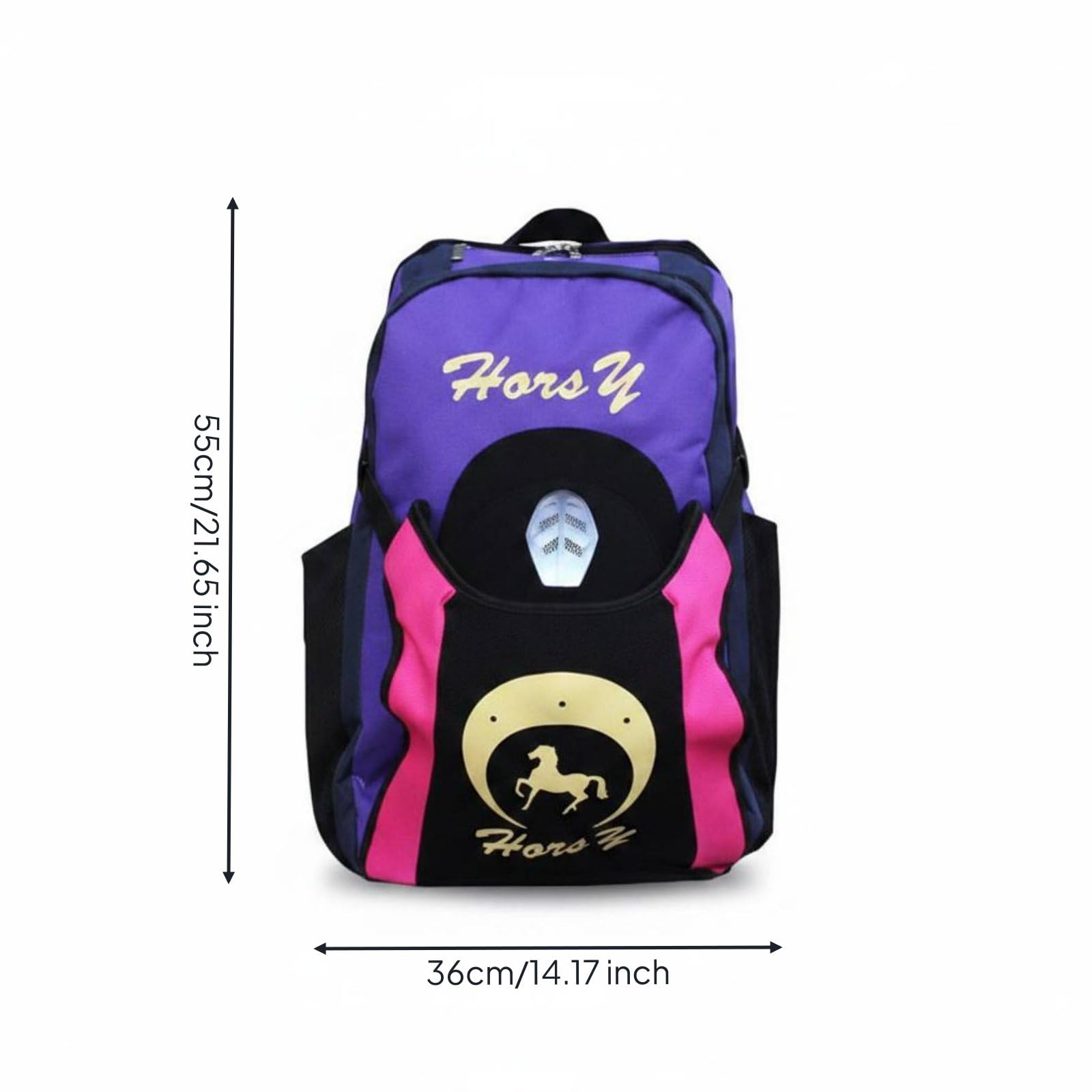 Perfeclan Equestrian Sports Pack Mochila Ecuestre Bolsa Casco Botas Caballo Compartimentos Prácticos Separación de Equipo Respaldo Ventilado Adecuada para Entrenamiento Rutina Competitivos