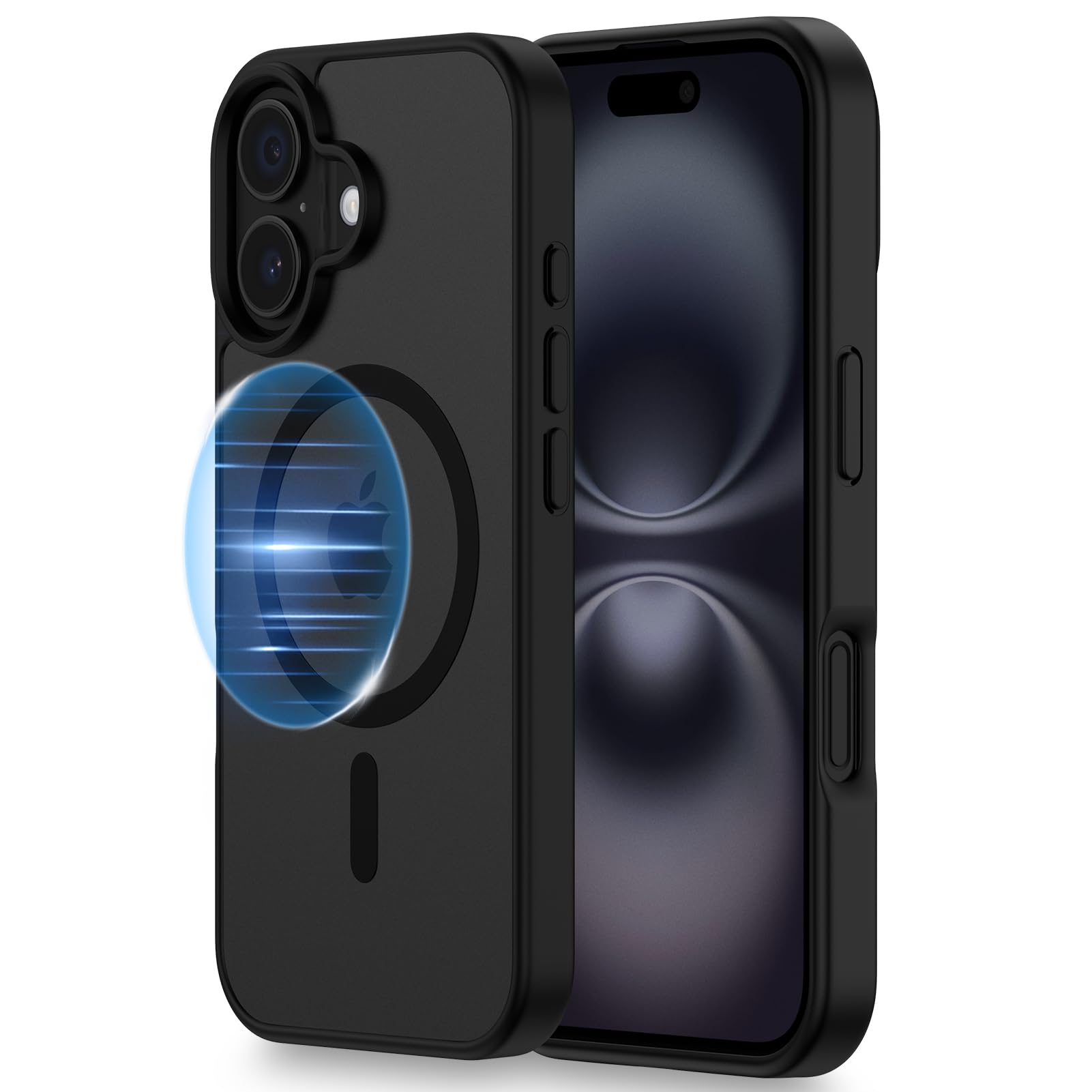 iPhone 16 Plus ケース MagSafe対応 滑り止め アイフォン16 Plusケース アイホン16 Plusケース 全面保護 マグセーフケース 耐衝撃 カバー 滑り止め マット仕上げ いphone16 Plus対応(6.7 インチ) レンズ保護 傷つけ防止 黄ばみなし 2024年新型 ワイヤレス充電 指紋防止 iPhone16 Plus用 半透明 (ブラック)