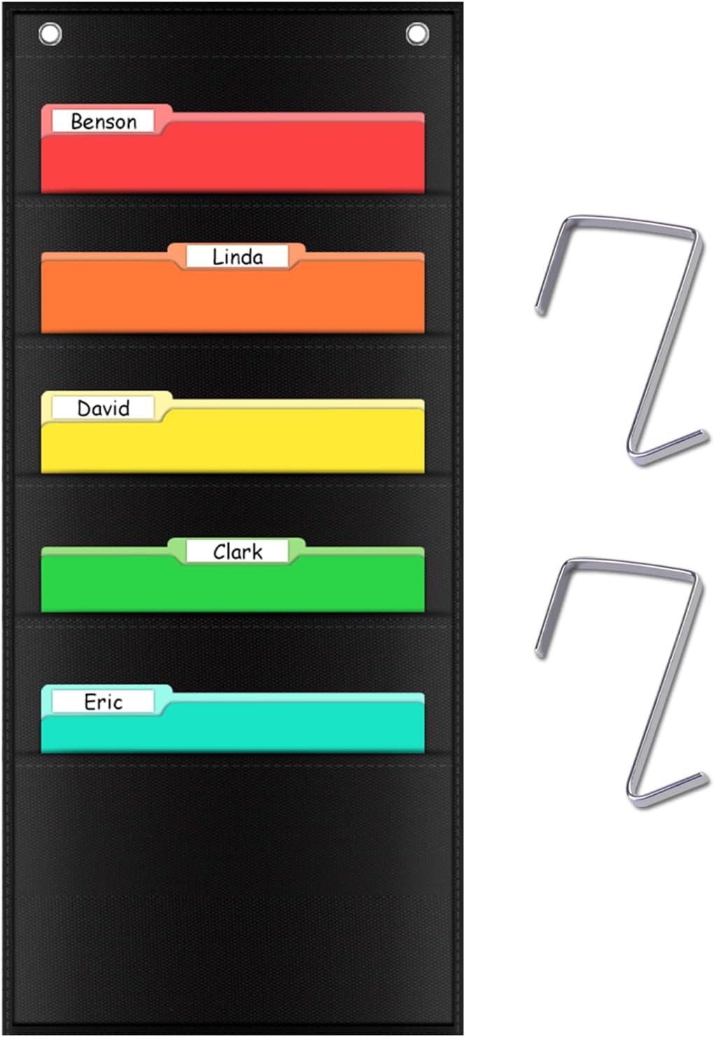 Classroom Mail Center Organization Storage Pocket Chart with 30 Pockets,Hanging Wall File Paper Folder Organizer Holder,5 Over Door Hangers Included,Perfect for Classroom Office Home School