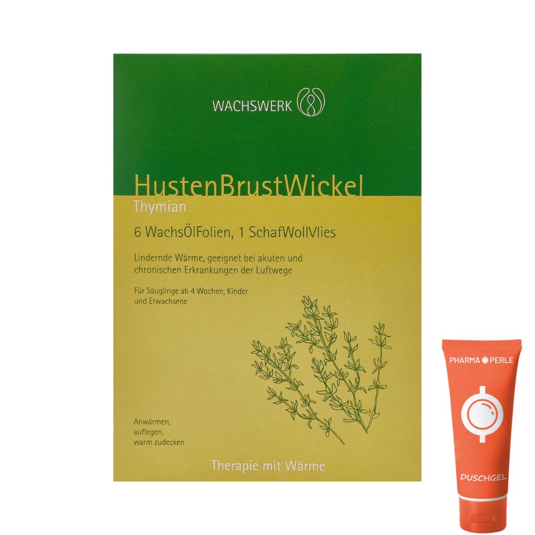 Husten Brust Wickel Thymian Wachswerk 1x 6 Stk. I Wärmewickel mit lindernder Wärme für Brust & Atemwege I Für Babys, Kinder & Erwachsene I inkl. Wollvlies I Spar-Set plus Pharma Perle give-away