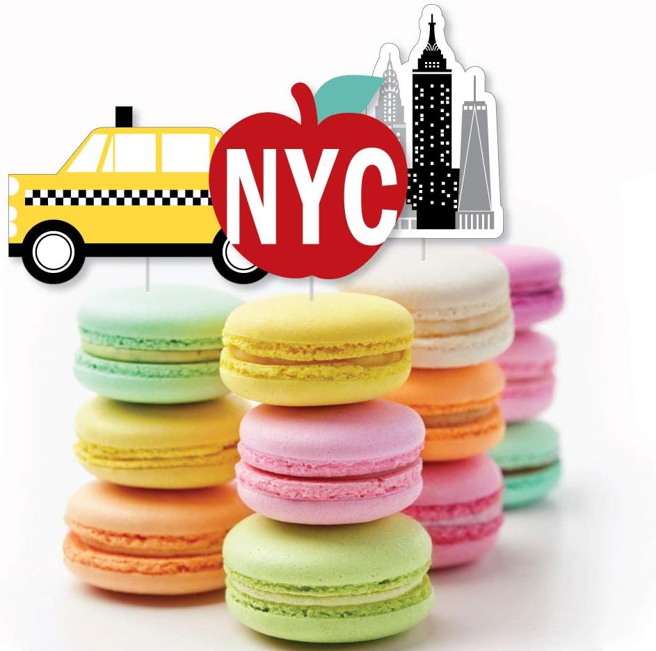 Big Dot of Happiness NYC Cityscape - Dessert Cupcake Toppers - New York City Party Clear Treat Picks - Set of 24