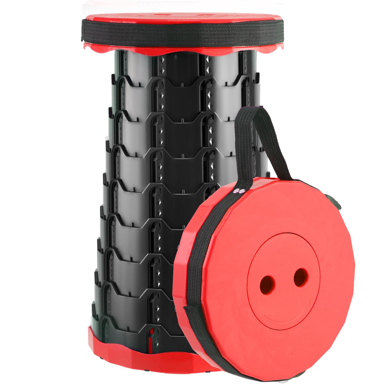 Doseno Foldable Stool, Camping Stools for Adults Thickened Portable Collapsible Retractable Stool for Fishing, Camp Chair for Hiking, BBQ, Parties, Outdoor Activities (Red)-image-26