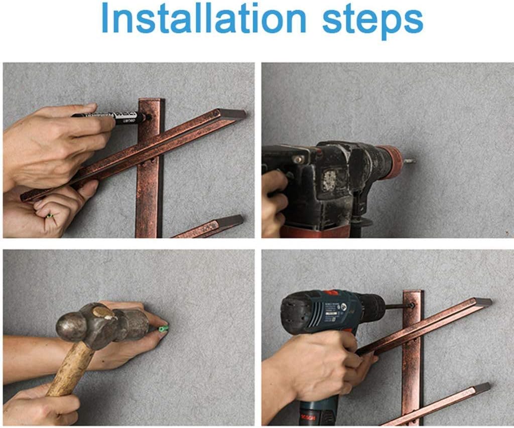 Rustic Wall Mounted Wine Racks with Glass Holder/Hanging Wine Rack/Bottle Storage Rack/2-Tiers Metal Shelf Floating Shelves/Home Room Living Room Kitchen Decor Display Rack