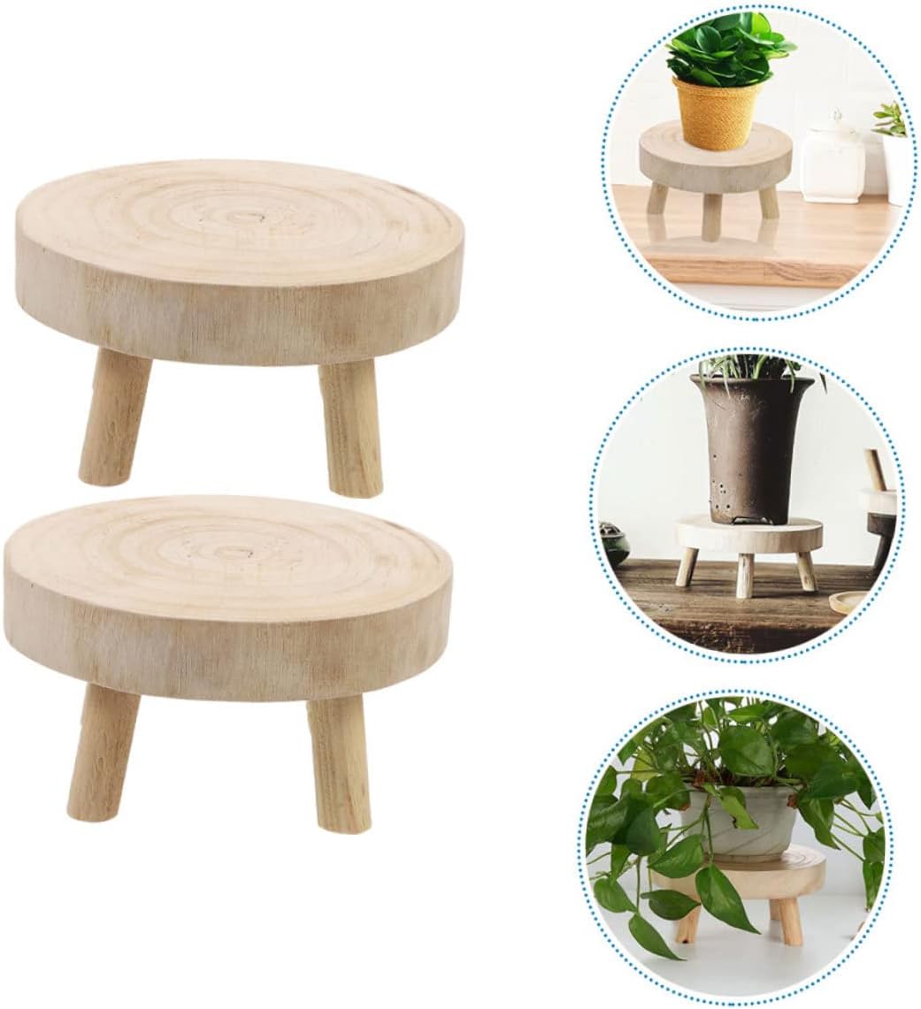 2pcs Wooden Plant Stands Indoor Bonsai Stand Flower Pot Holders for Home Decor
