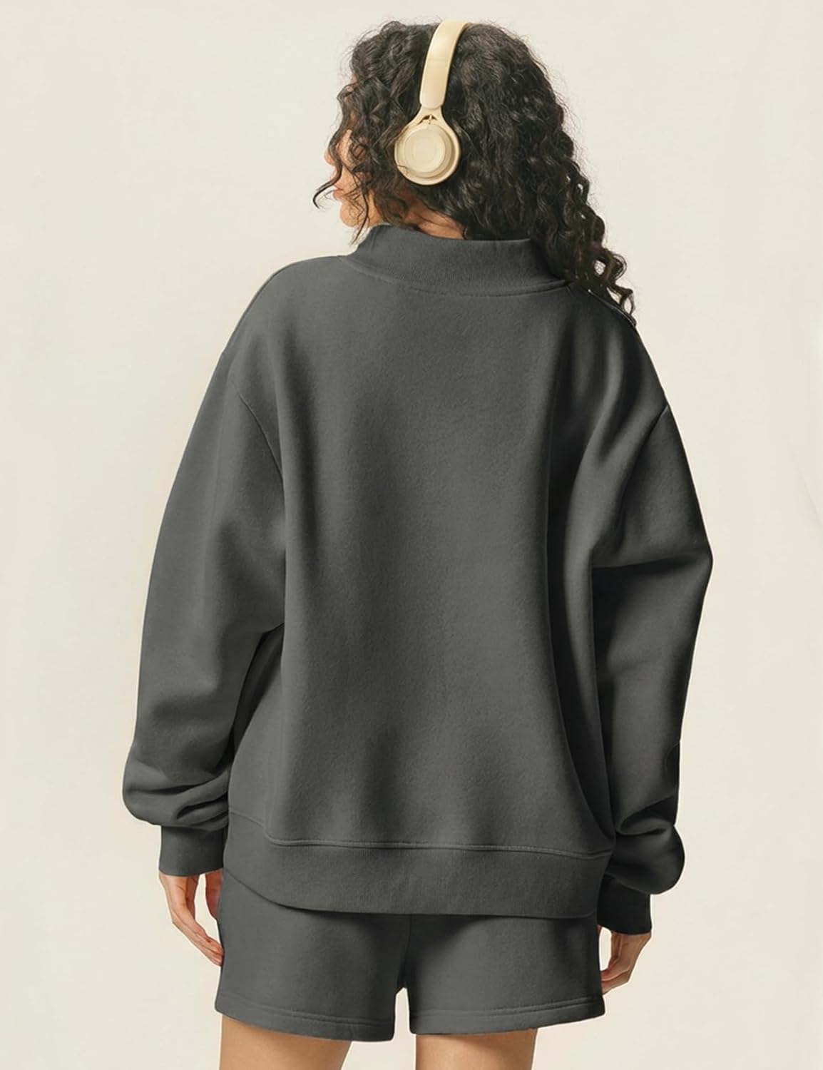 Yimoon Mock Neck Sweatshirt Women Oversized Turtleneck Sweatshirts Fleece Lined Pullover Trendy Outfit - Image 4