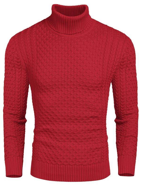 COOFANDY Men's Slim Fit Turtleneck Sweater Casual Knitted Pullover Sweaters