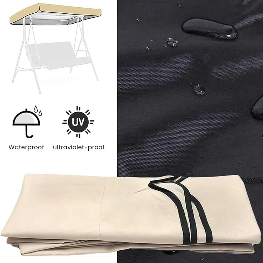 Copertura Per Altalena Hollywood Baldacchino Di Ricambio Per Dondolo Da Giardino 164 X 114cm 195 X 125cm Tessuto Oxford Rivestito In Argento(Khaki,195x125cm/76.77x49.2in)