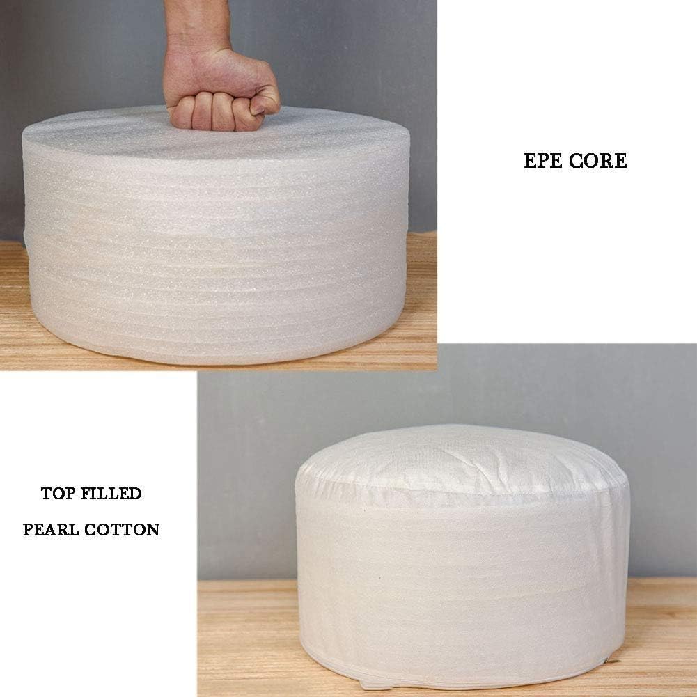 Footstool Round Pouf,Small Ottomans Pouffe Footrest for Sitting,Handle Design for Easy Removal,Small Space for Adults and Kids(Color:Light Brown,Size:40x20cm(16x8inch))