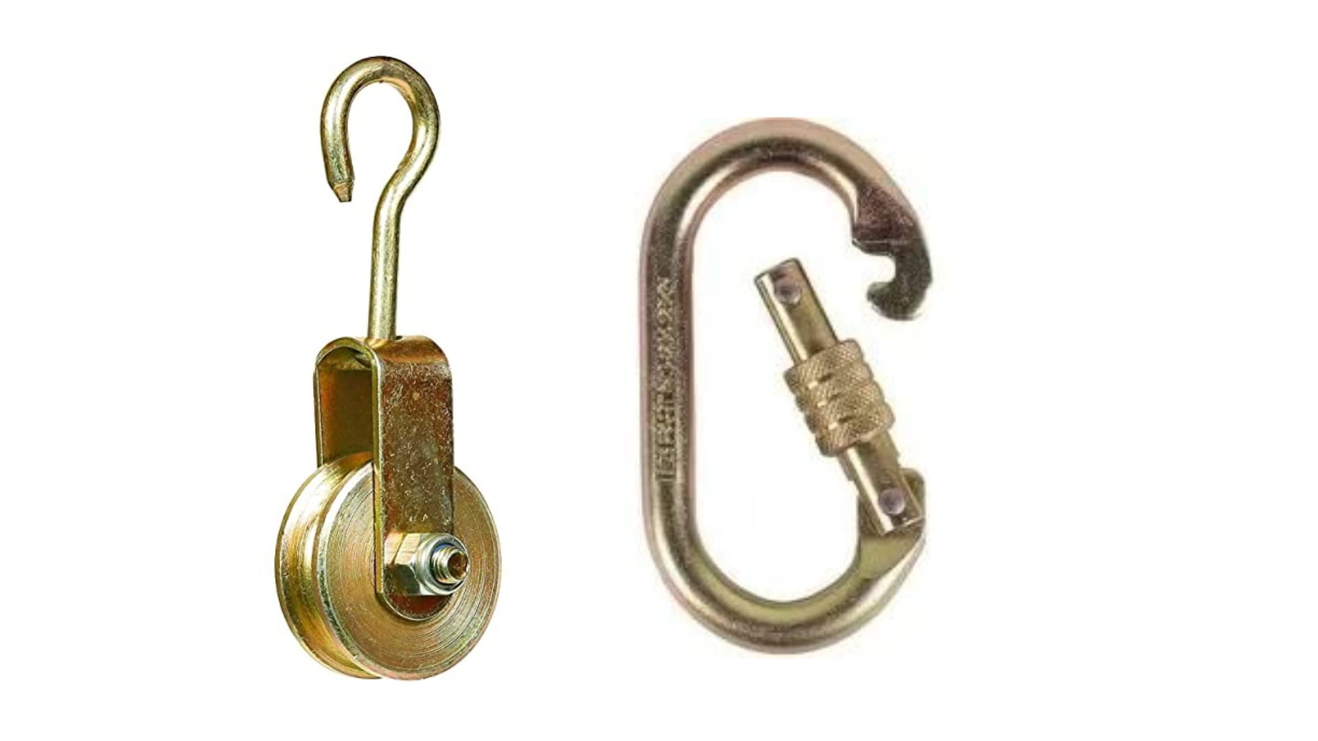 FreeFall Solid Metal Roller Pulley & Carabiner with screw type for Lifting Rope, Gym, Exercise, Pull up bar, Climbing, Hanging, Golden 1Ps (B0C4FKL3YC) Amazon Price History, Amazon Price Tracker