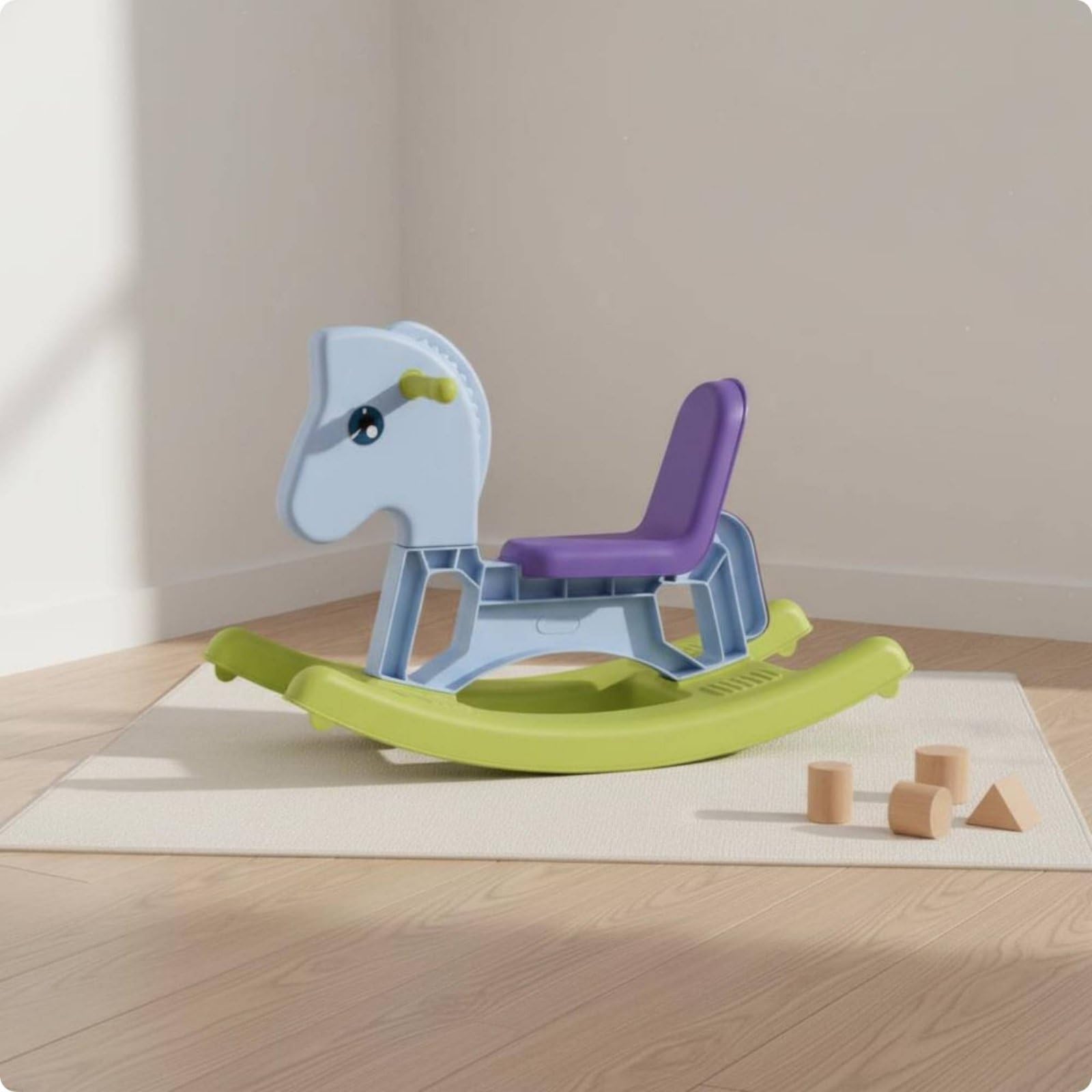 Kinder Schaukelpferd Schaukelspielzeug Reitpferd Wipptier mit Funktionalem Design zur Förderung von Motorik aus Stabilem Und Pflegeleichtem PP für Hausgebrauch Indoor Spielzimmer, Rosa