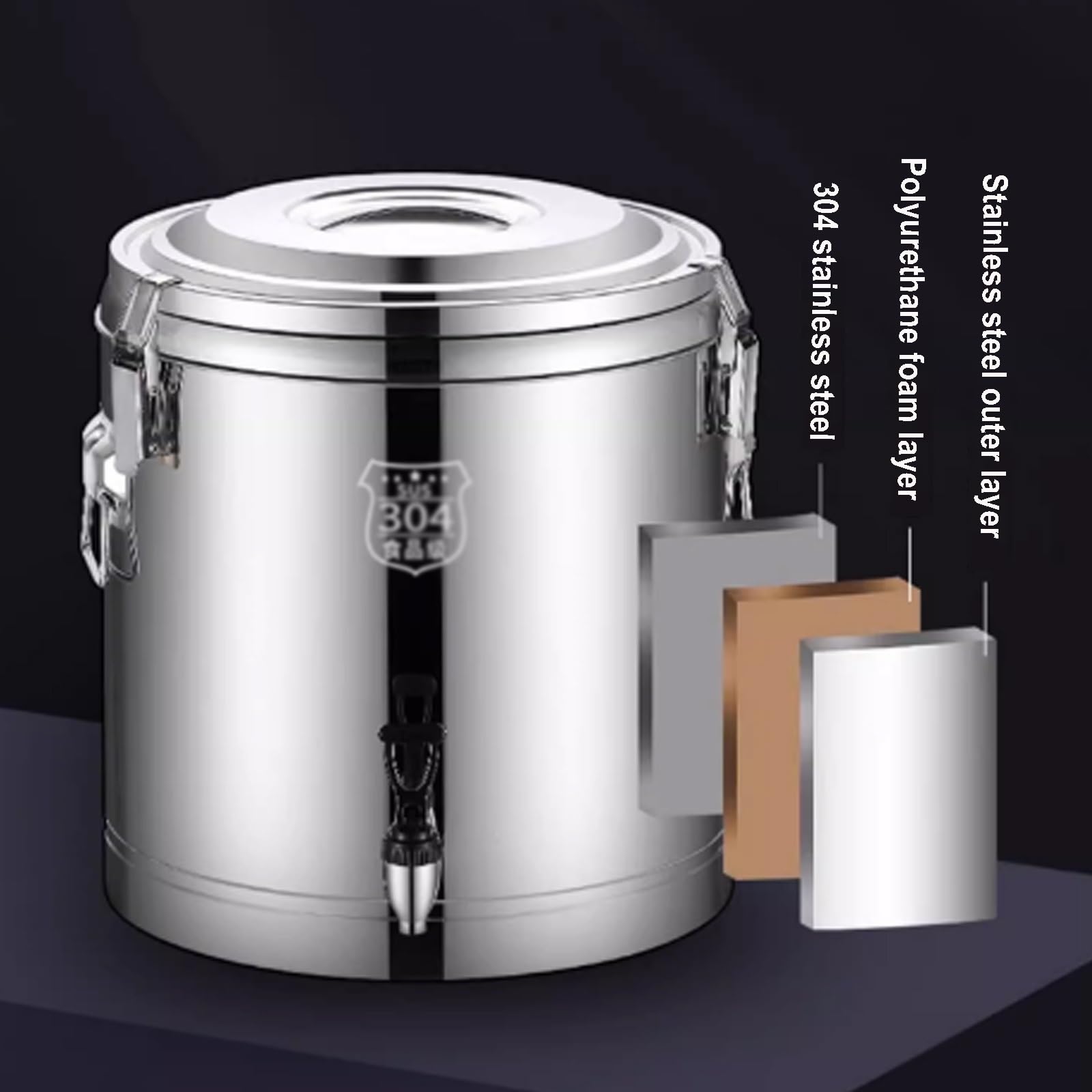 Distributeur de Boissons Isotherme en Acier Inoxydable 30 L, cafetière Chaude et Froide avec robinets, Service de Boissons Durable pour Les fêtes, Les événements et Les traiteurs - (Argent)