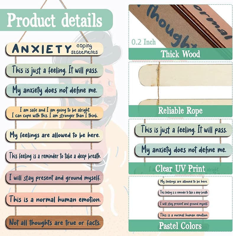 Image of Proxoto Anxiety Wooden Wall Hanging | Hanger for HomeDecor |Art | Gifts | Office | Wooden Home Decor Items|Decoration | Pack of 1 (Multicolor)