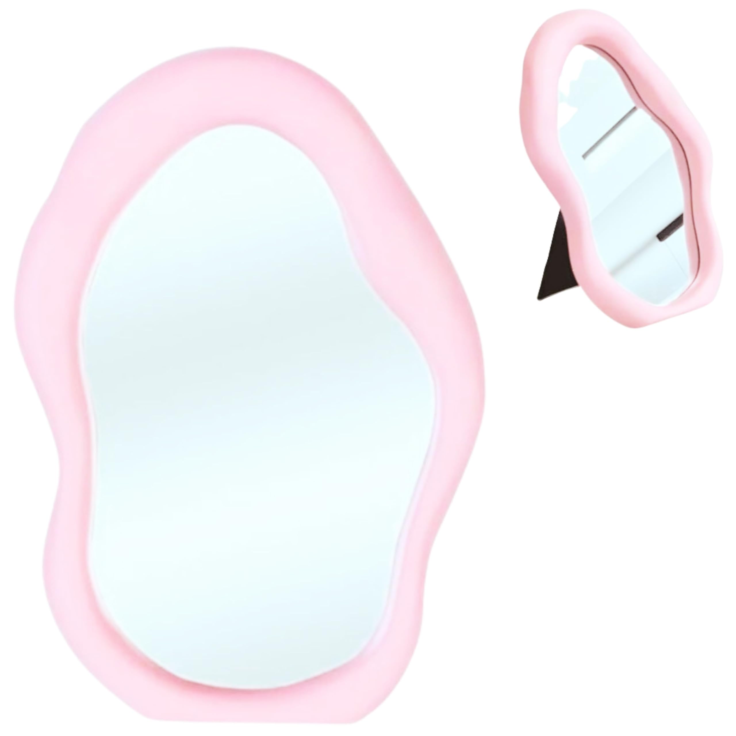 Aesthetic Cloud Shaped Irregular Wall Hanging/Tabletop Mirror For Bedroom & Dressing Room Decor Wavy Mirror PINK