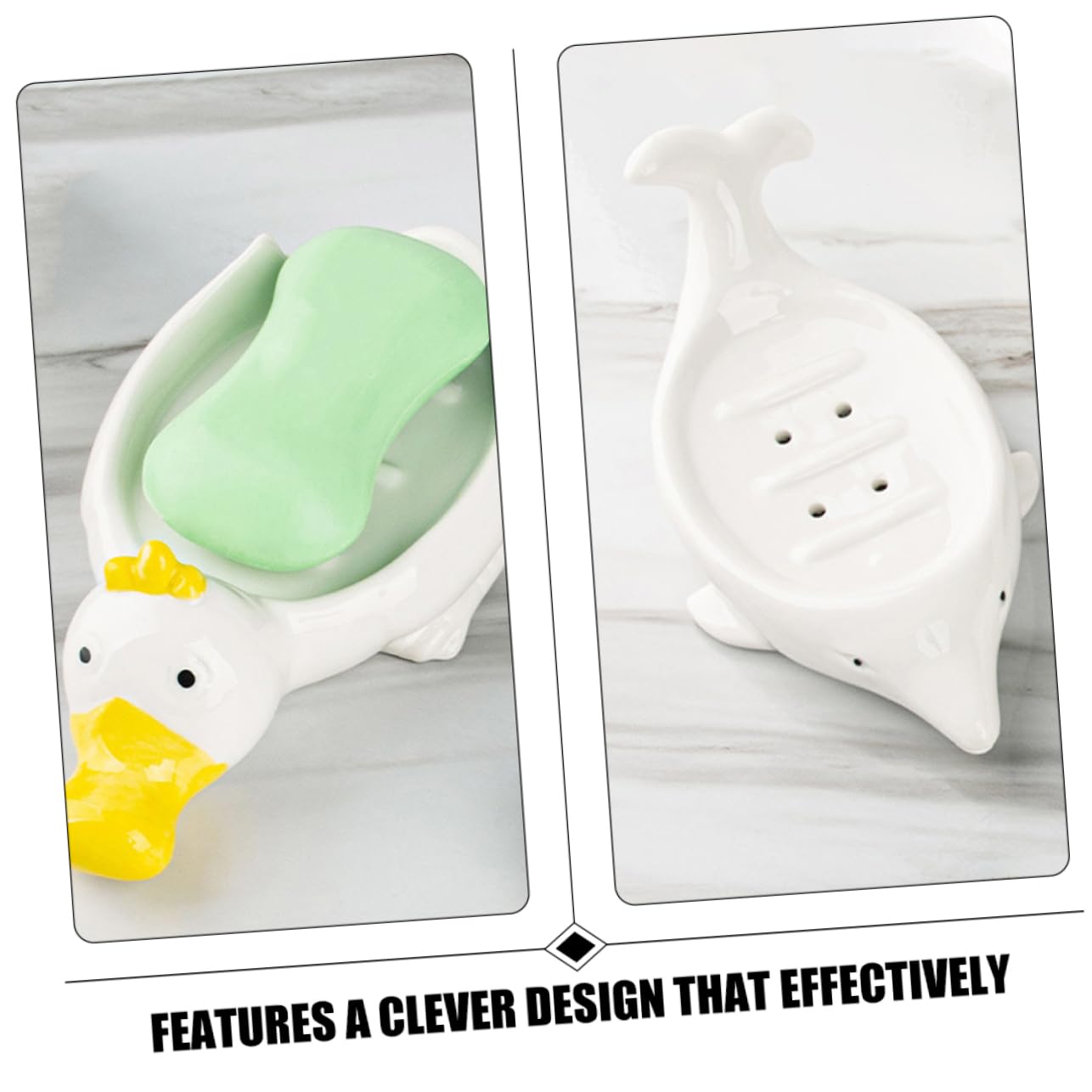 Jaboneras de Cerámica 2 Piezas en Forma de Animal Marino | Autodrenaje, para Baño y Decoración, también Sirve para Joyas, Adecuado como Obsequio de Inauguración