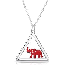 Red Elephant Necklace Sparkly Rhinestone for Women Sorority Gift
