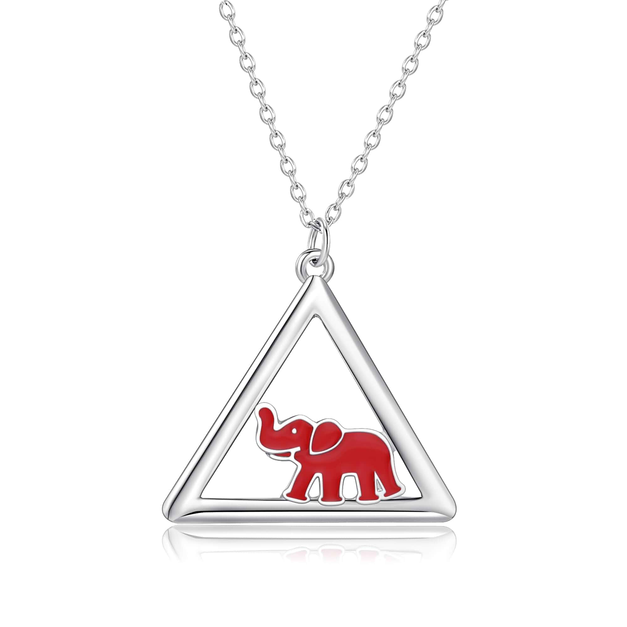 Medsor Red Elephant Necklace Sparkly Rhinestone for Women Sorority Gift
