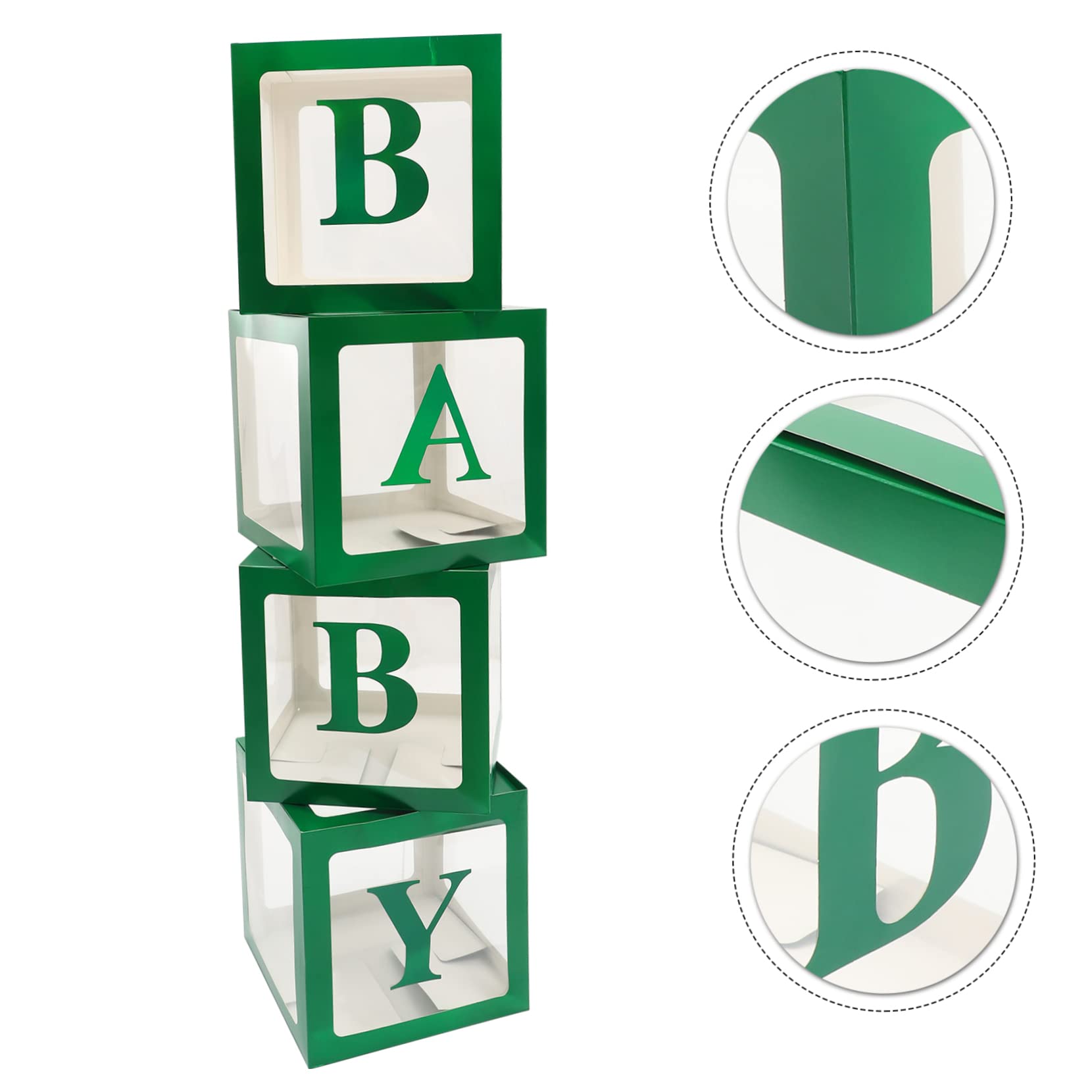 Grüne Babyparty Ballonboxen mit Buchstaben, 1 Satz Papier | Wiederverwendbar und Einfach zu Verwenden, für Tauf Favors, für Kindergeburtstage