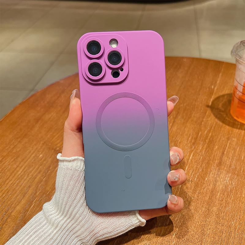 Gradient Mag-Safe Case for iPhone 16 Pro Max | Soft Silicone Shockproof Cover with Camera Protection | Slim Lightweight Design | Smooth Touch & Durable -Purple