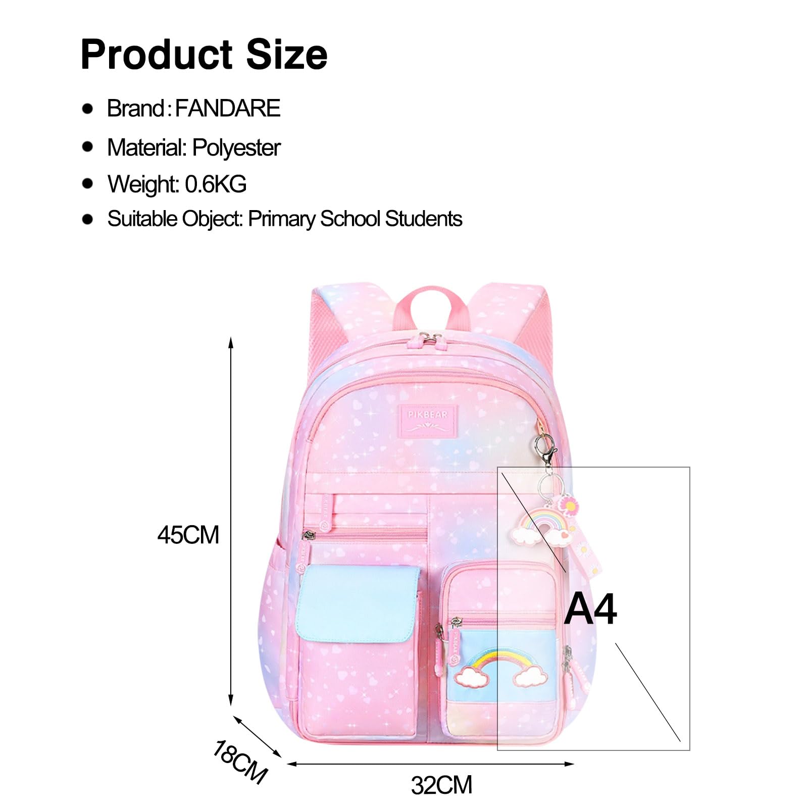 FANDARE Zaino per bambini Cartelle per Scuola Elementare Casual Ragazzi Zainetto per 3-6 Grado Studenti Primarie Viaggiare con Striscia Riflettente Galassia Rosa