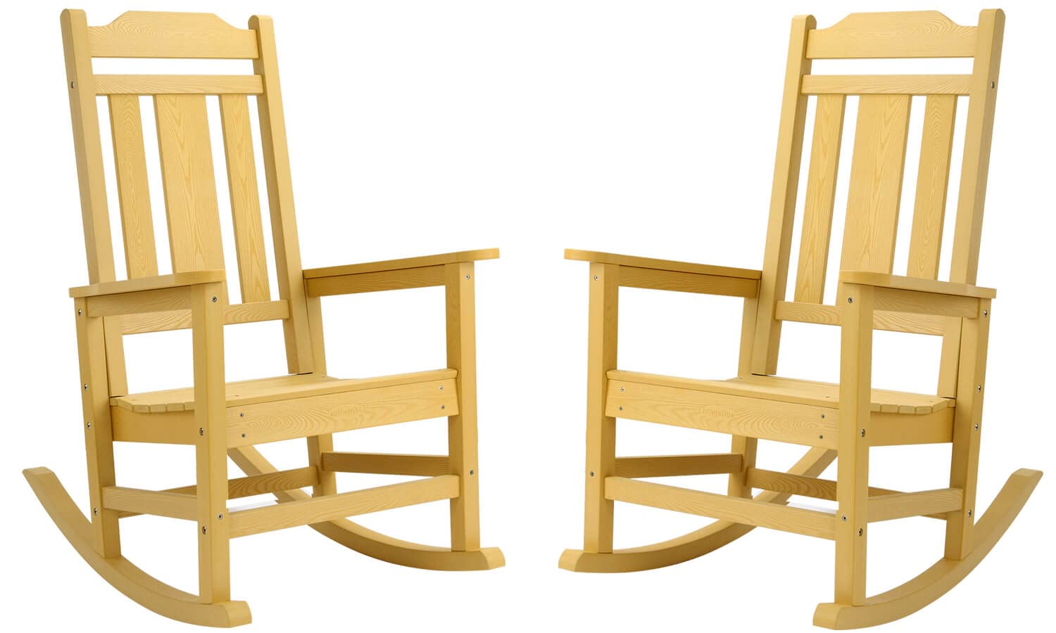 Outdoor Rocking Chairs Set of 2, HIPS All-Weather Resistant Patio Rocker Chair for Adults, Easy Assembly for Porch, Backyard, Lawn, Garden (Yellow)