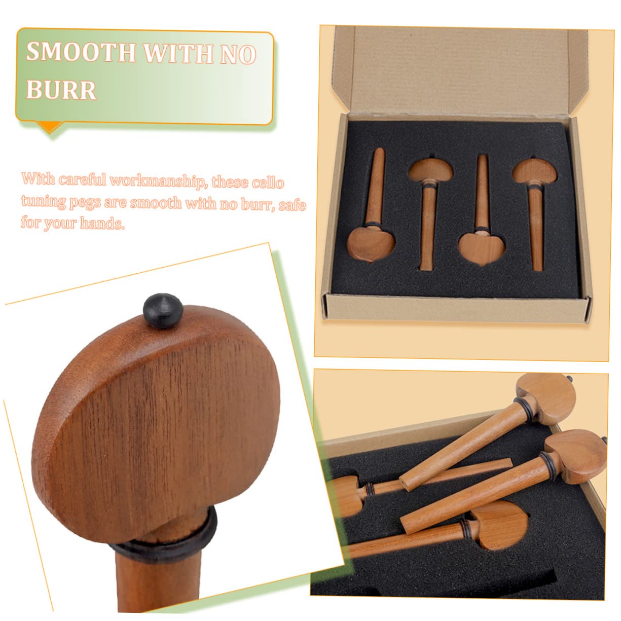 ibasenice 4pezzi Piroli Per Violoncello Legno Massello Accessori Professionali Per Strumenti Musicali Facili Da Usare Per Sintonia Perfetta e Chiara
