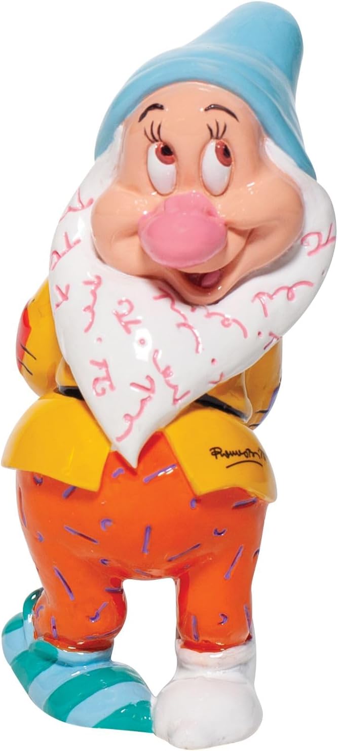 Enesco Disney by Romero Britto Snow White and The Seven Dwarfs Bashful Miniature Figurine, 4.7 Inch, Multicolor