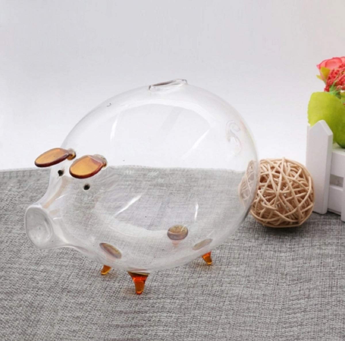 YZX FASHION 貯金箱 ガラス 豚 貯金箱 貯金缶 ブタ 子供 貯金箱 コイン箱 子供 誕生日クリスマス プレゼント可愛い おもちゃ 宝箱  豚小銭ボックス コインバンク ブタ缶BANK