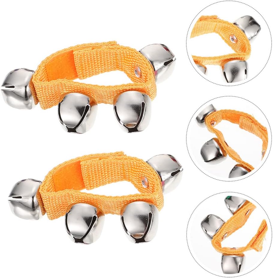 ERINGOGO Wrist Band Jingle Bells: 2pcs Christmas Hand Percussion Rattle Musical Rhythm Wristband Hand Bell Bracelet Musical Rhythm Instrument for School Kids Baby Infant Newborn Gift Orange : Musical Instruments