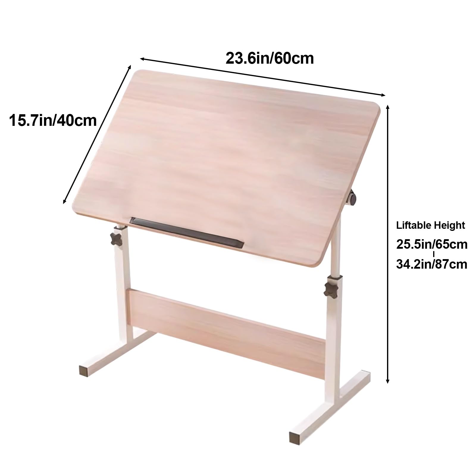 Mesa ajustable y escritorio de arte de 15.7 x 23.6 pulgadas, caballete para artistas, altura y ángulo, escritorio ajustable para el hogar y la oficina, color marrón h