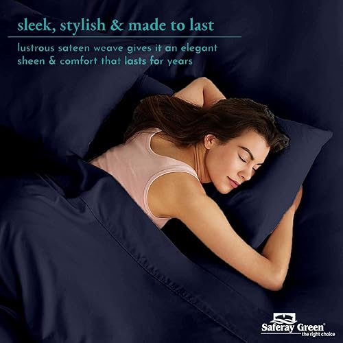 Miniatura 131 de Juego de funda de edredón tamaño King 100% algodón egipcio transpirable Funda de edredón con cierre de cremallera y lazos en las esquinas 600