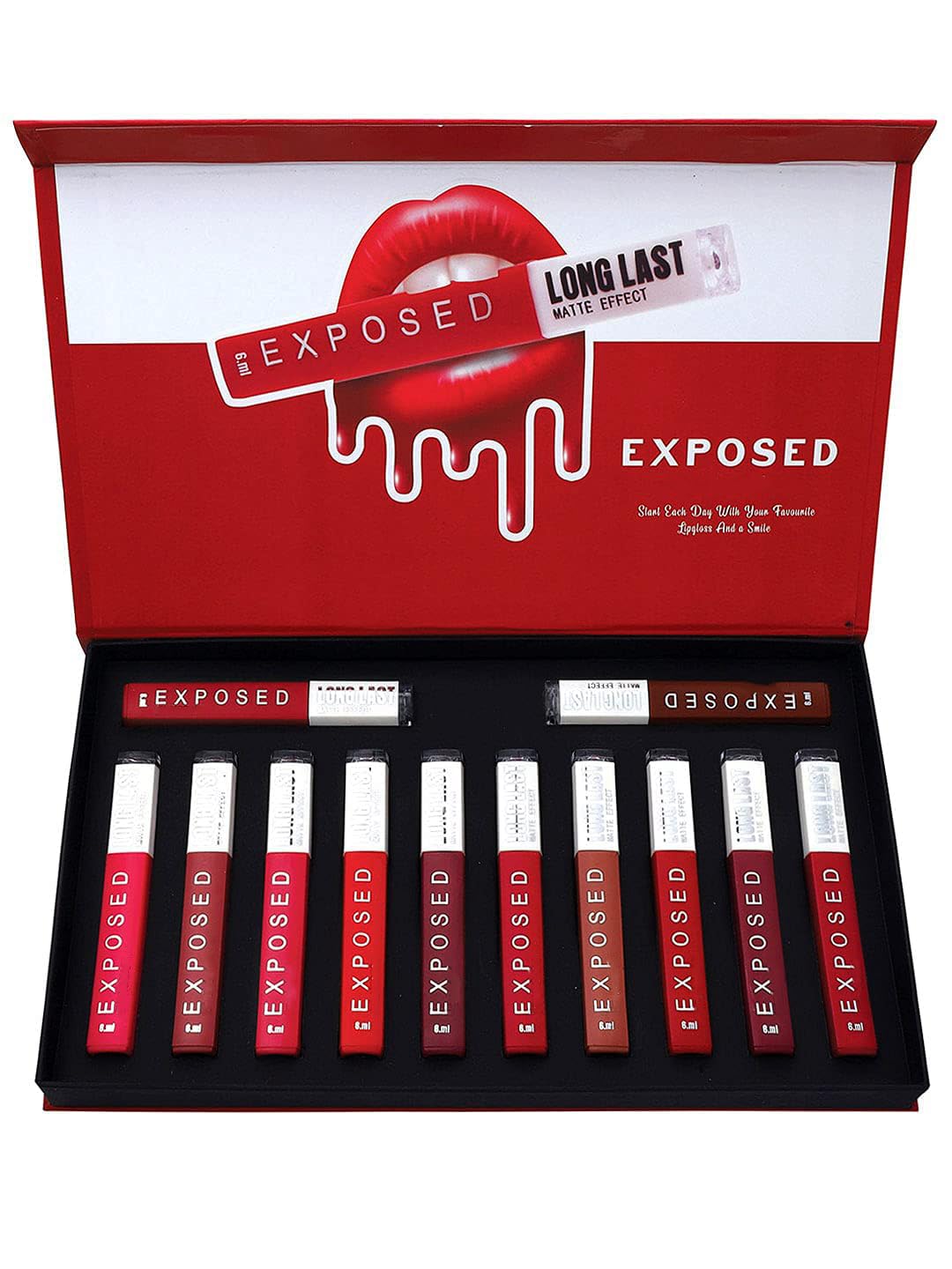 Syfer Exposed By Matte Finish, Liquid Lipgloss Long Lasting, Lipstick Combo Set For Women - 12Pcs