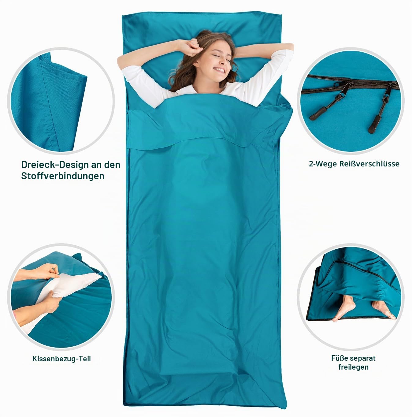 Hüttenschlafsack, Schlafsack kleines packmaß nur 280 g aus neuartiger Satin wie Seide, Ultra leicht, Klein und Dünn Seidenschlafsack, Ideal für Backpacking, Hostels und Berghütten