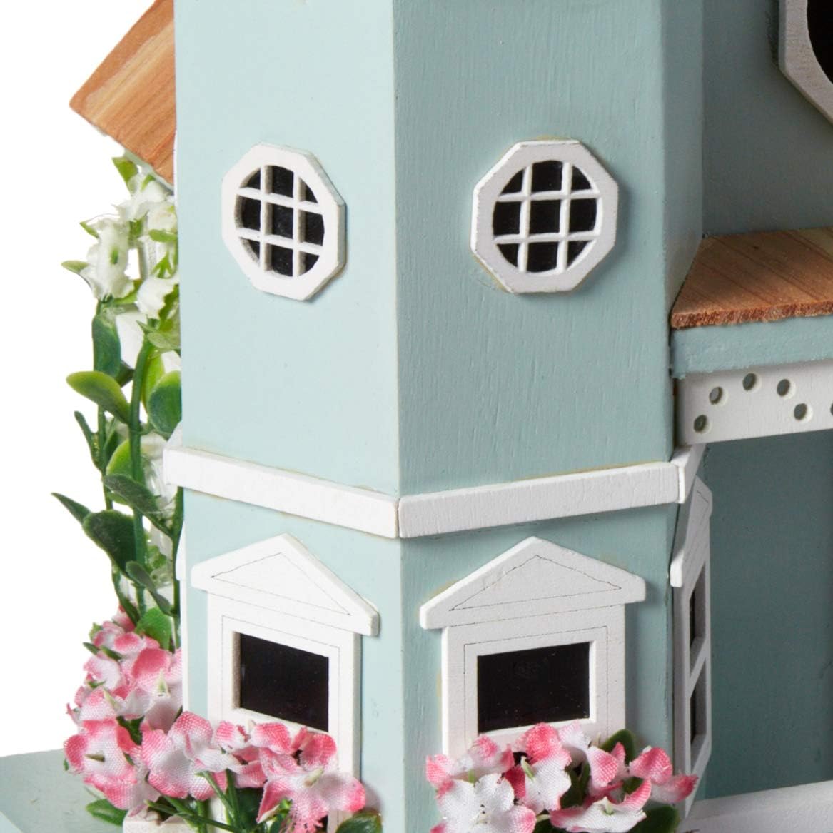 Home Bazaar Flower Pot Cottage Birdhouse, Blue