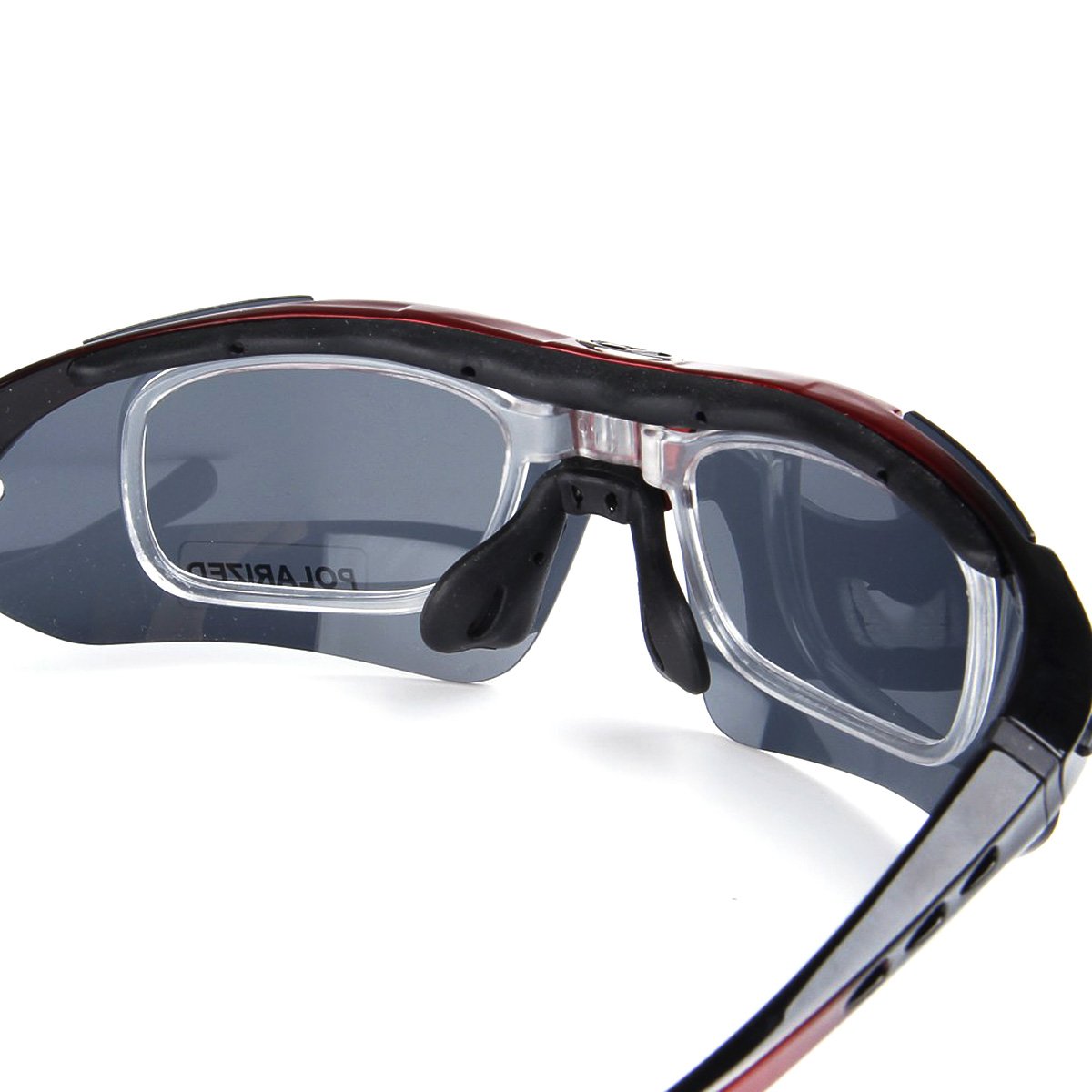 BaiTe Unisex – Occhiali da sole sportivi per adulti, rosso e nero.