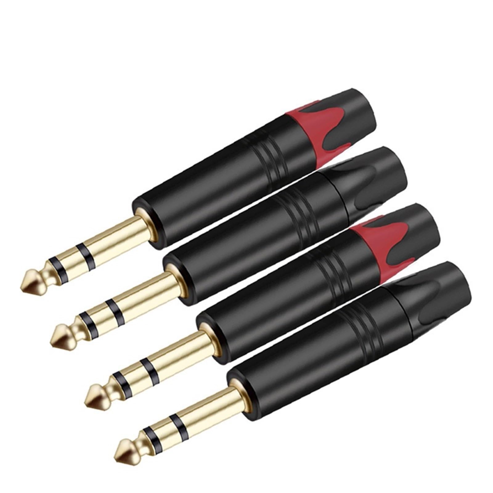 10 connettori jack da 6,35 mm a 3 poli stereo, maschio, tubo in alluminio e ottone, 1/4", connettore per cavo audio (rosso)