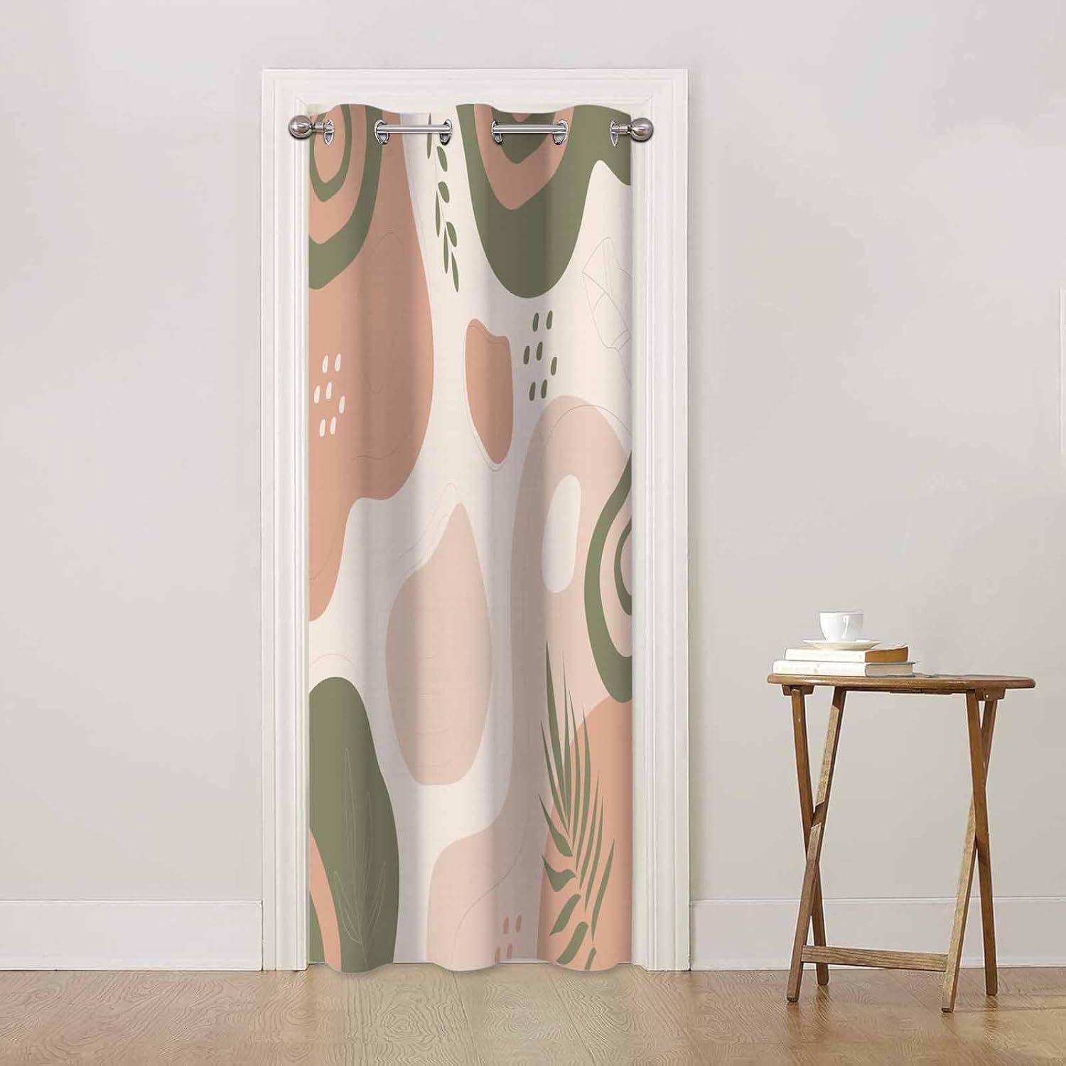 Abstract Leaves Door Curtain for Doorway Window Boho Modern Art Line Botanical Bohemia Doorway Privacy Blackout Curtain Door Dividers Closet Door Cover Curtain 34" W X 80" L,1 Panel