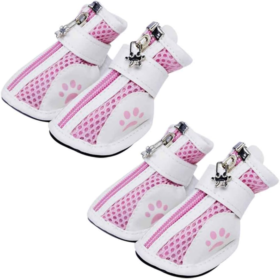 BUYITNOW Dog Paw Protective Boots for Small Dog Nonslip Breathable Mesh Pet Shoes 4pcs