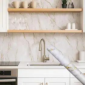 Papel de Parede Premium Mármore Texturizado 5 metros = 1 Rolo de 5m X 45cm Autoadesivo Sala, Cozinha, Banheiro
